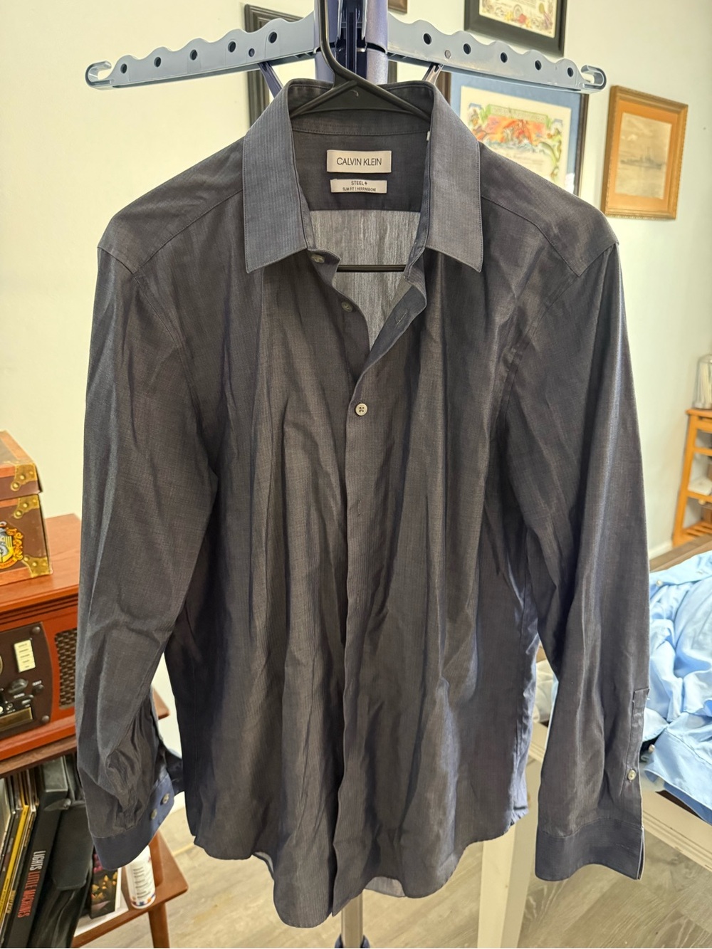 Calvin Klein Men's Dark Navy Button-Up Dress Shirt